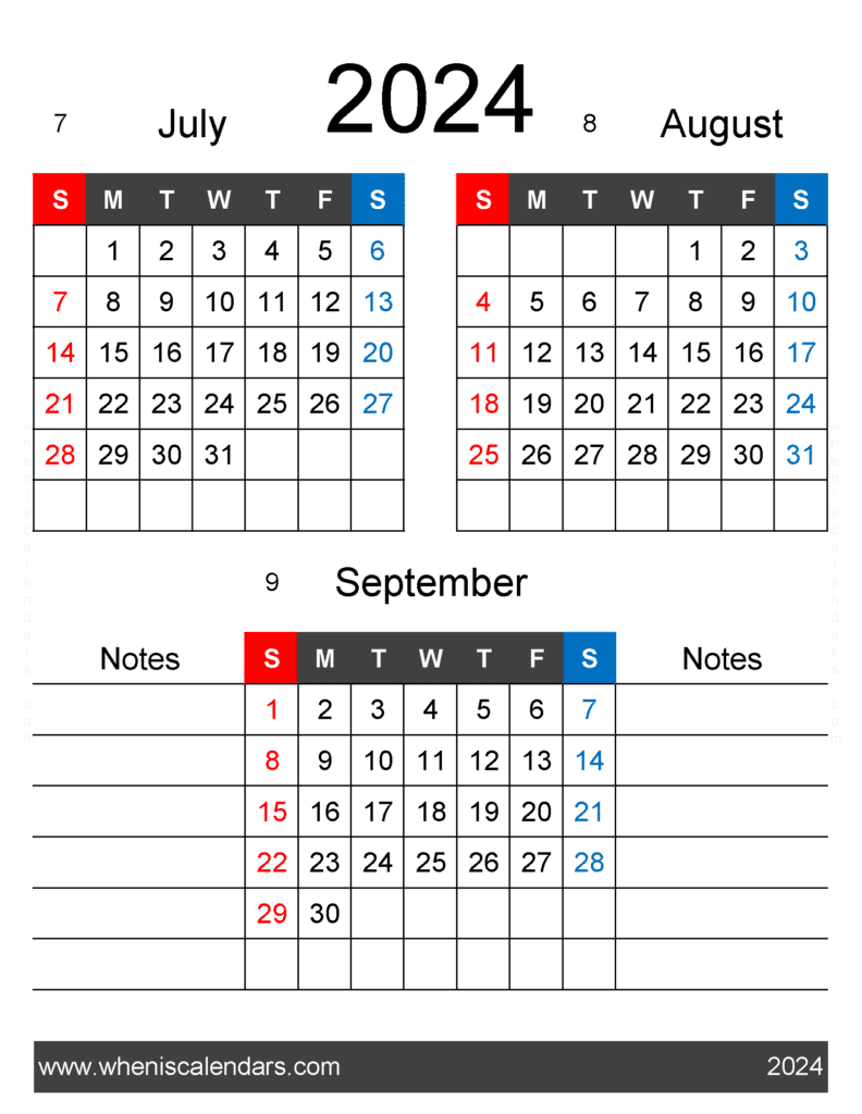 Download Calendar July August September JAS460