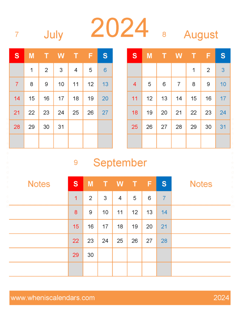 Download 2024 Calendar Jul Aug September JAS464