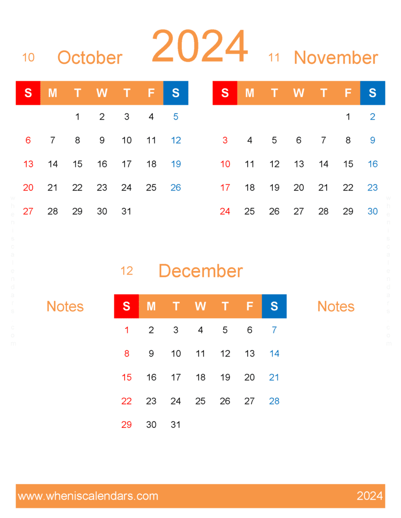 Download 2024 Calendar Oct Nov December OND464