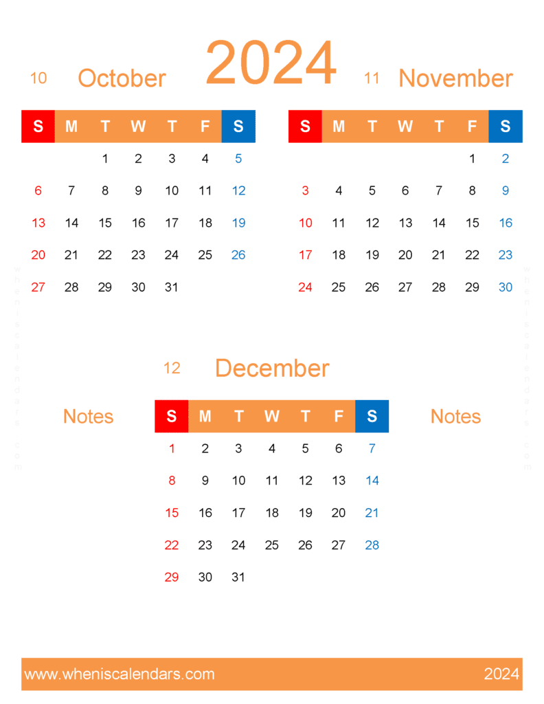 Download Calendar Oct Nov Dec 2024 OND466