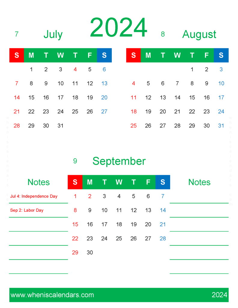 Download Calendar 2024 July August September JAS451