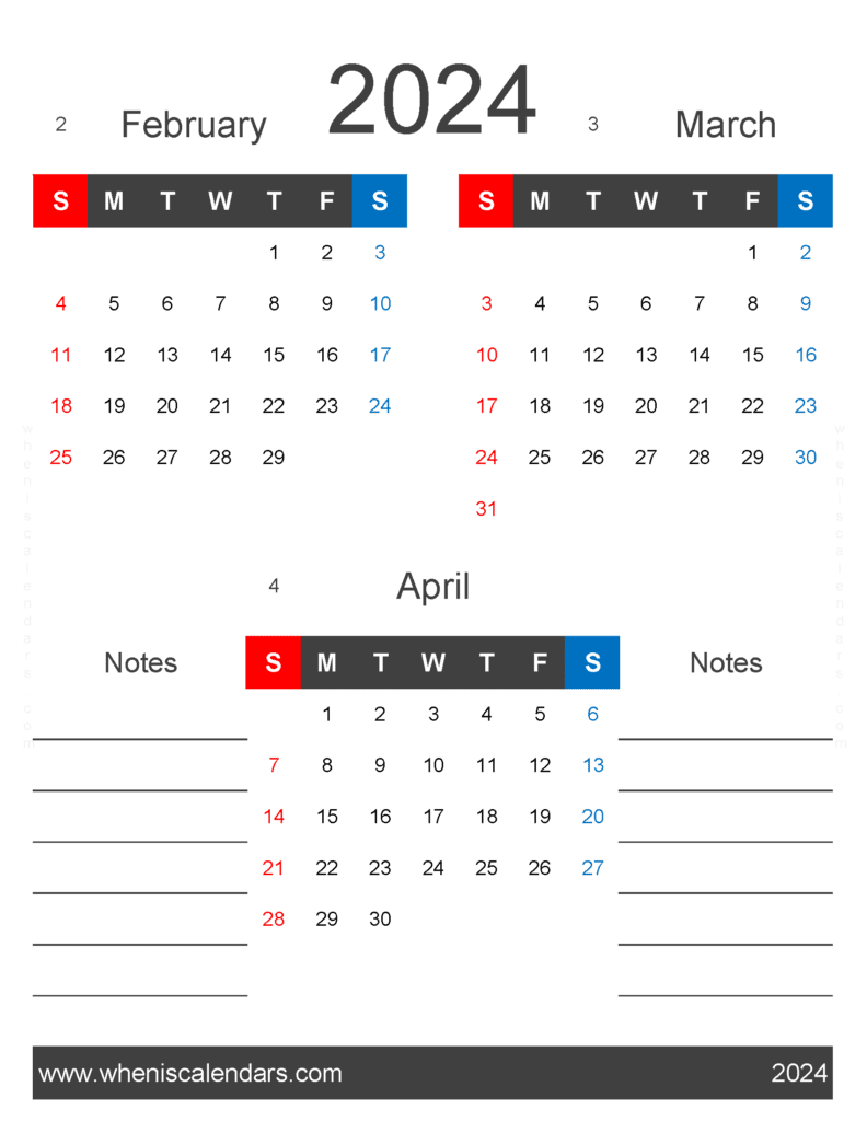 Download Calendar 2024 Feb Mar Apr FMA463