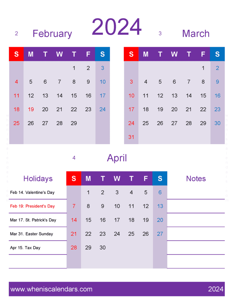 Download February Through April 2024 Calendar FMA455