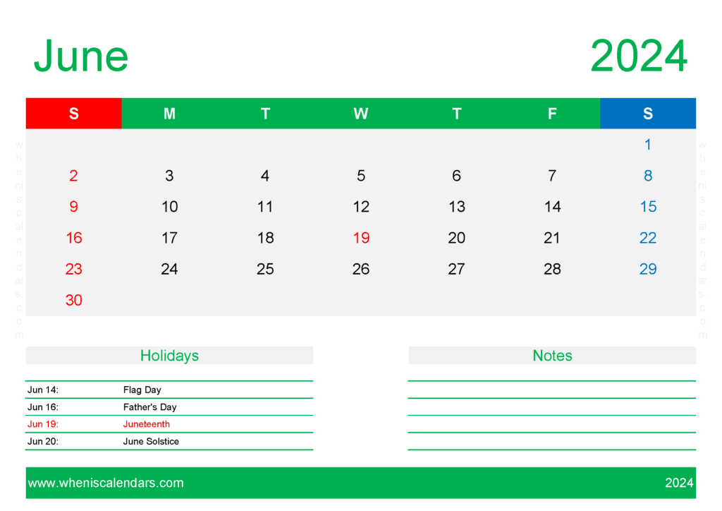Blank June Calendar Template 2024 Monthly Calendar