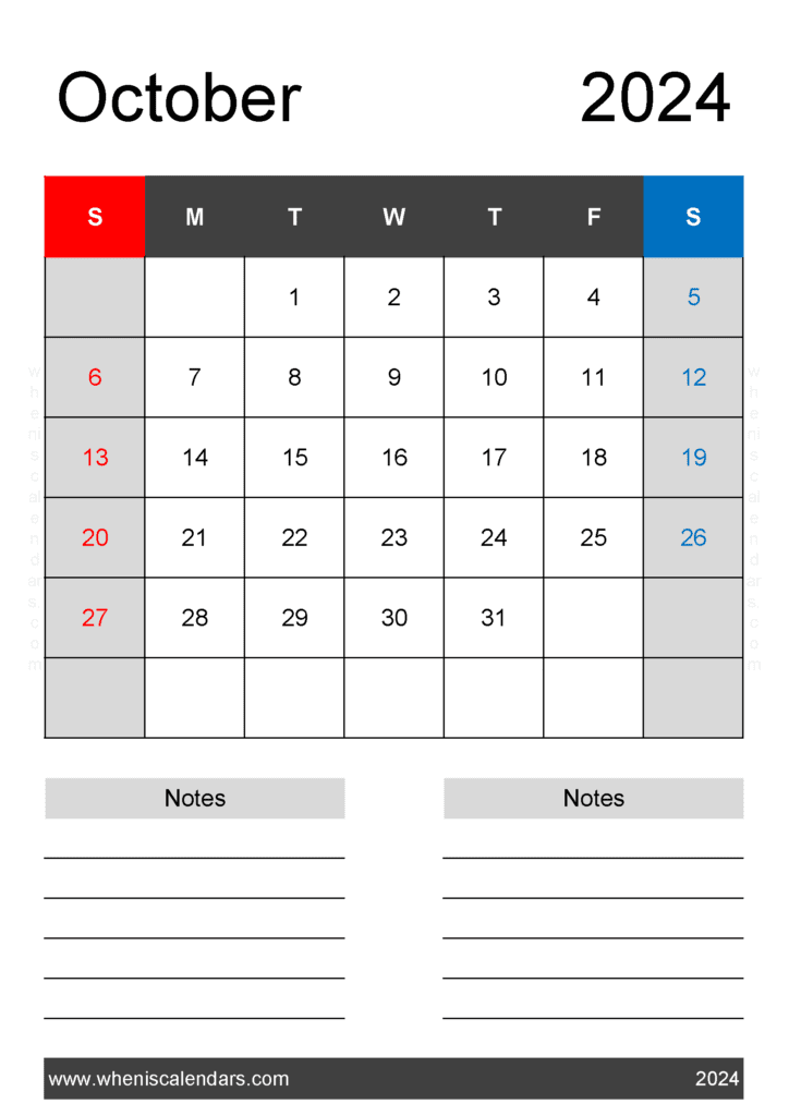 Free Printable Calendar 2024 October Monthly Calendar