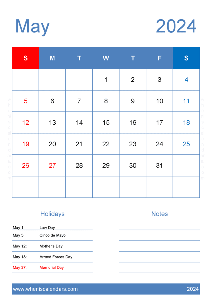 Free May 2024 Calendar To Print M54145