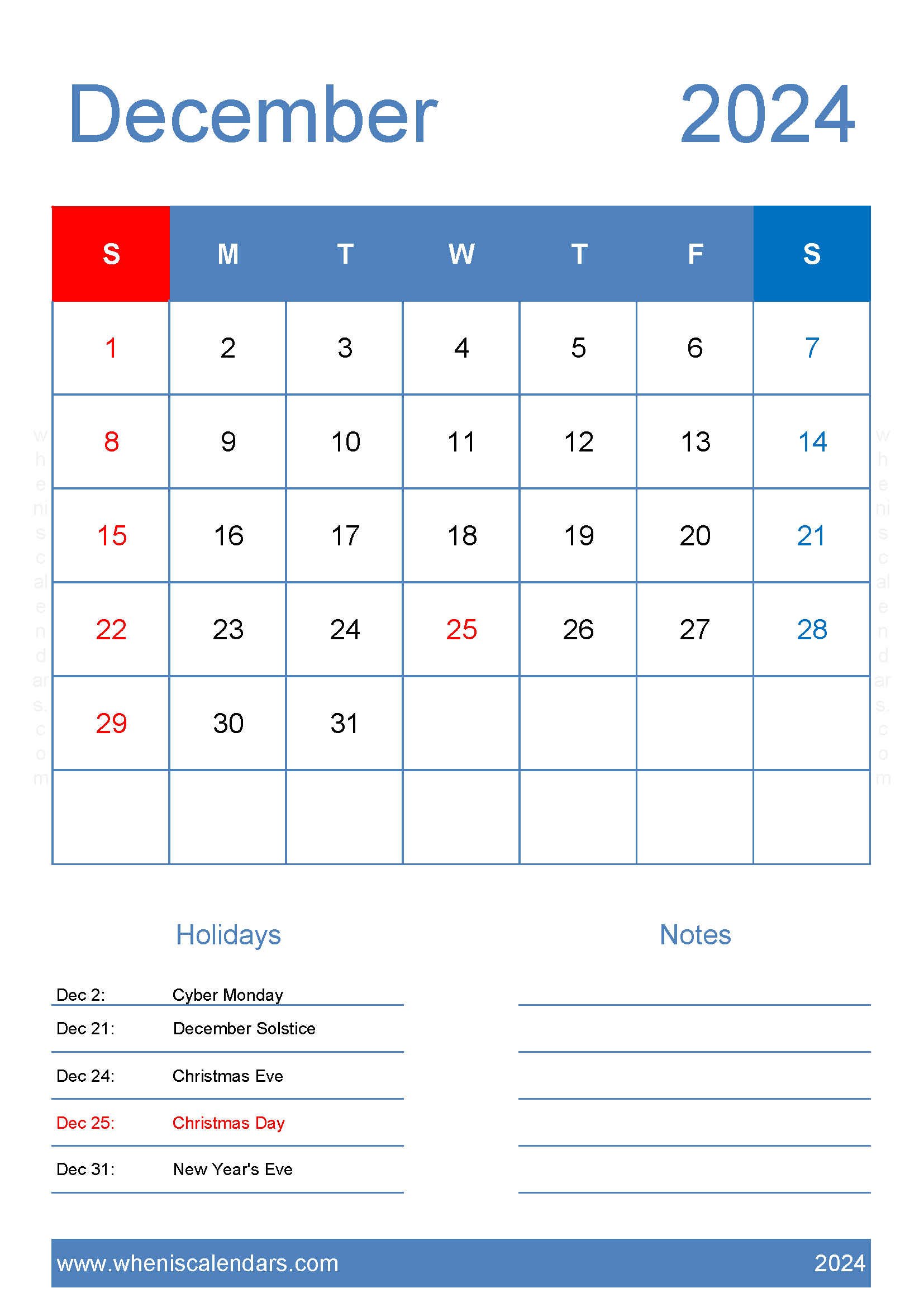 December Calendar 2025 Cute