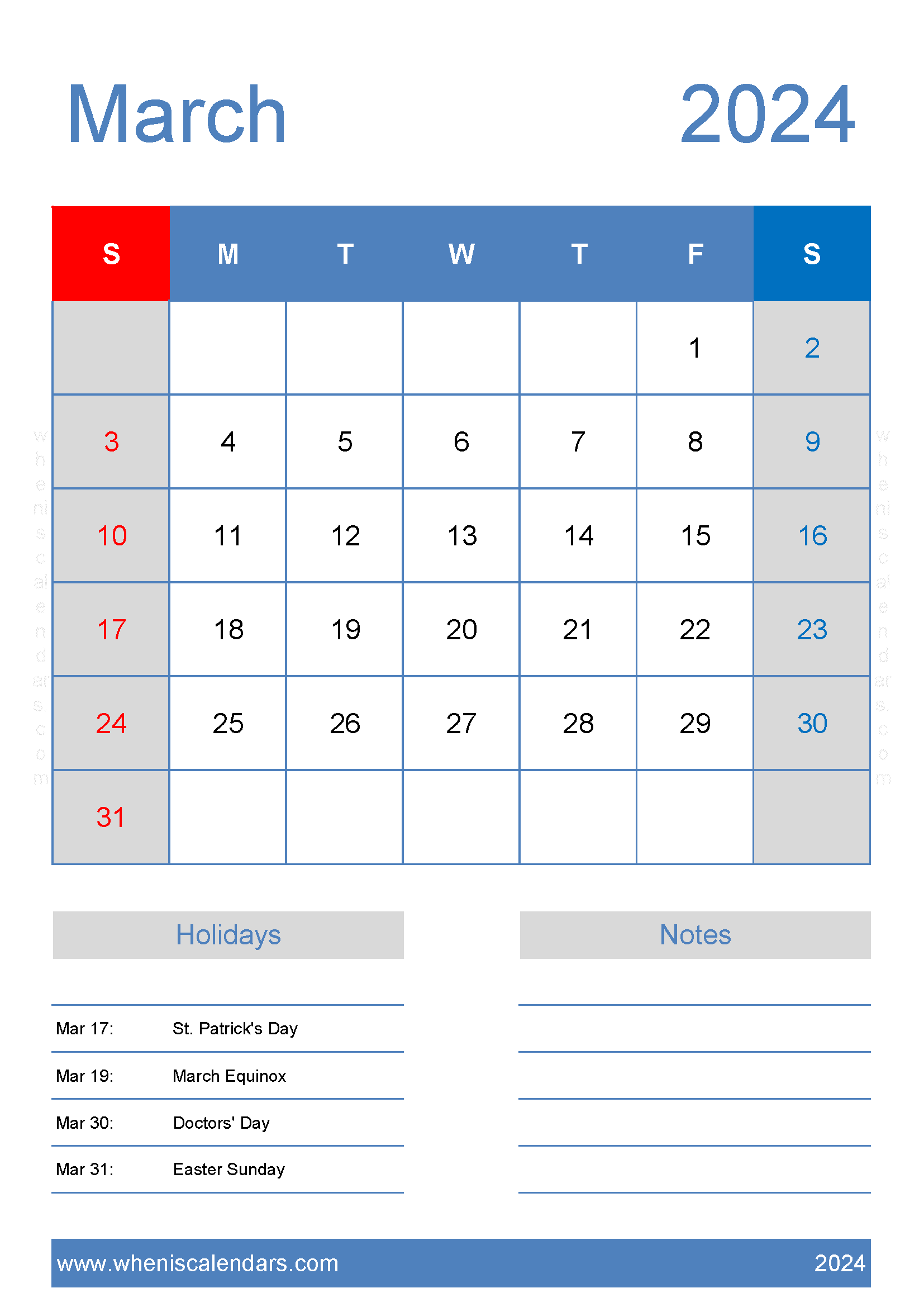 Printable March 2024 Calendar Cute Monthly Calendar