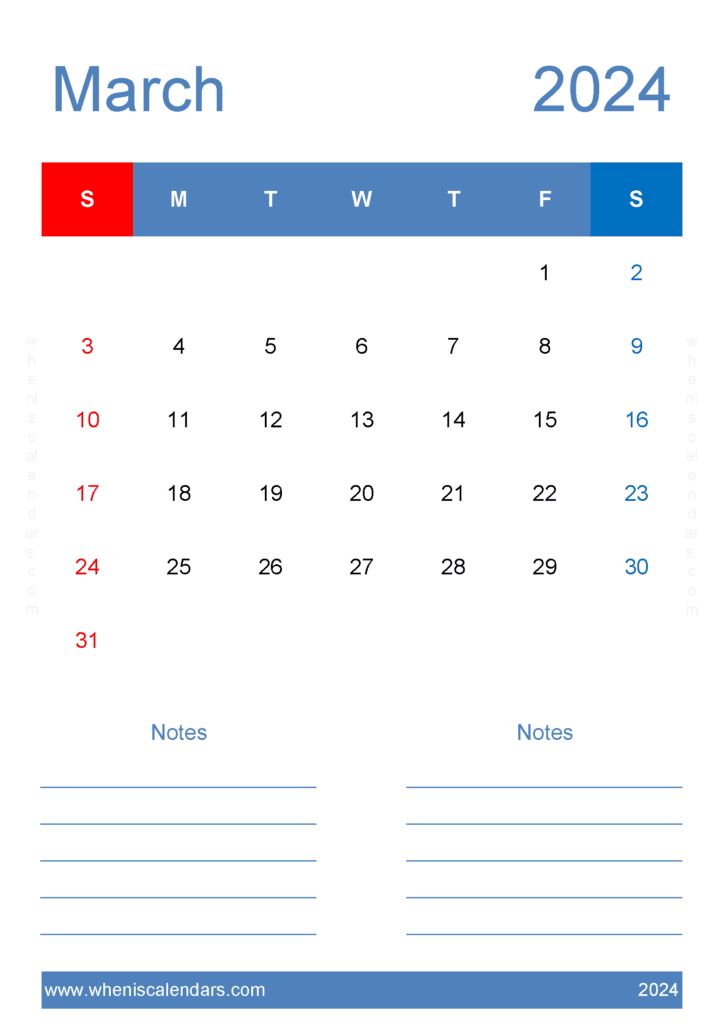 March Calendar 2024 Print Monthly Calendar