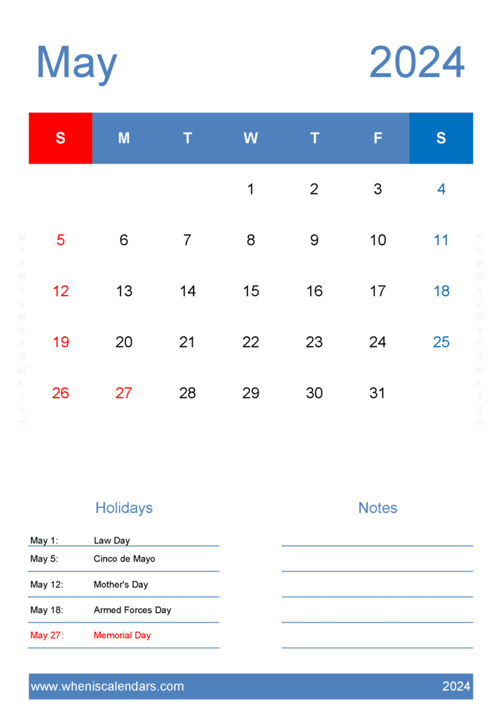 May 2024 Calendar Editable Template M54147