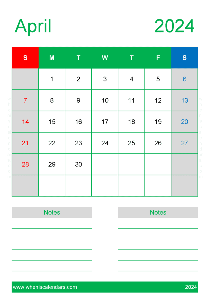 April 2024 Printable Calendars A44230