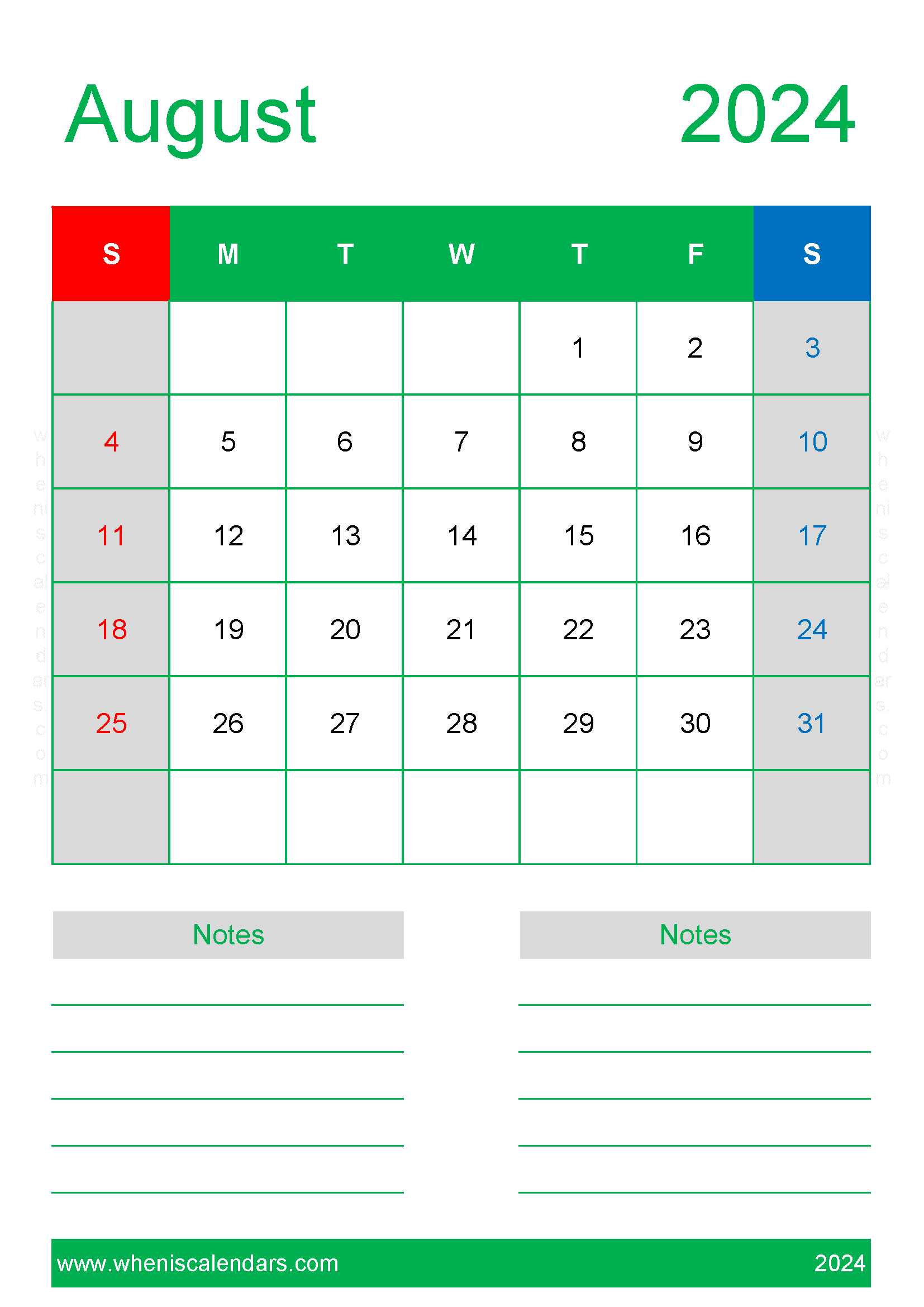 August 2024 Printable Calendars Monthly Calendar