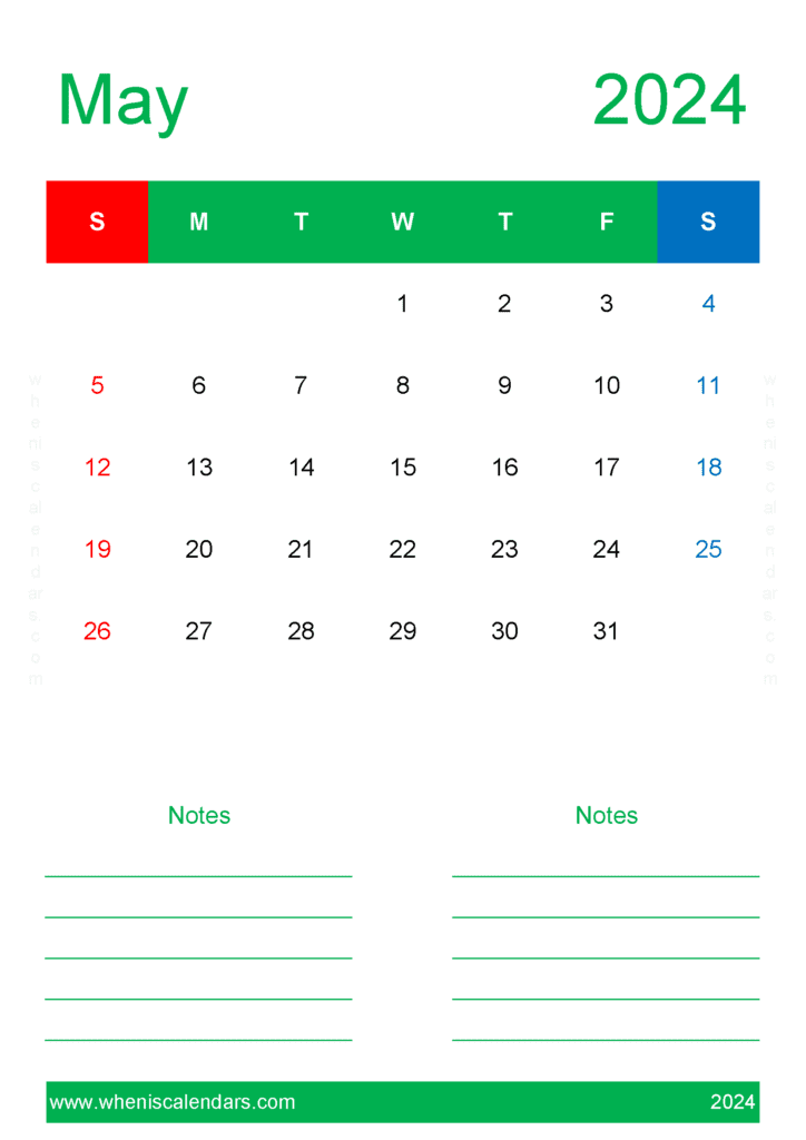 2024 May Free Printable Calendar Monthly Calendar