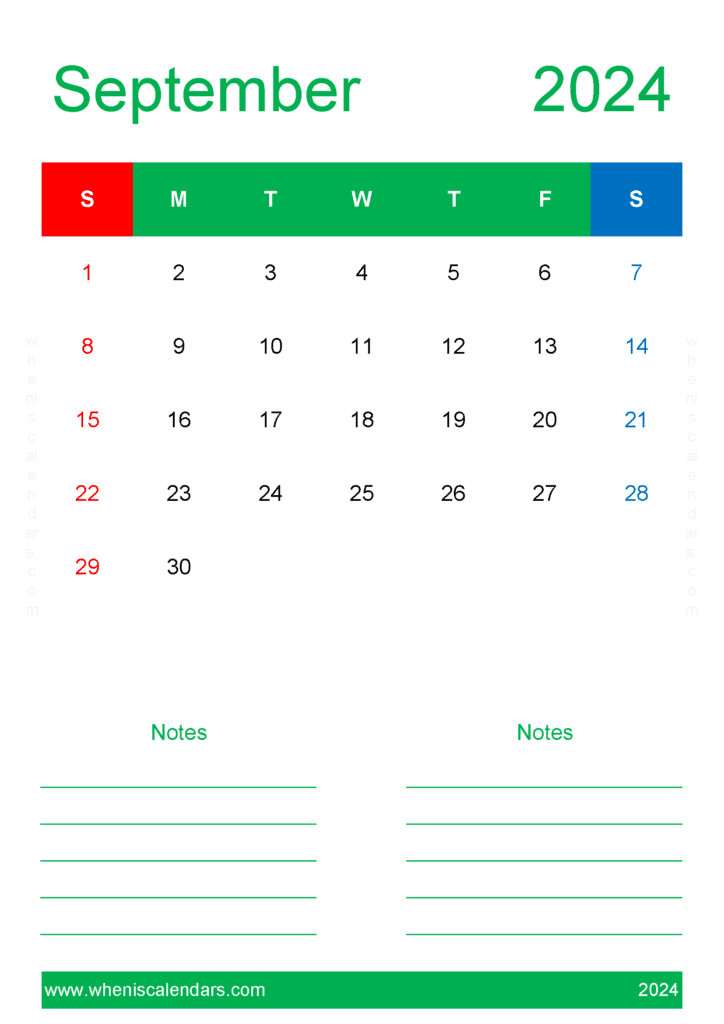 Editable September Calendar 2024 Monthly Calendar