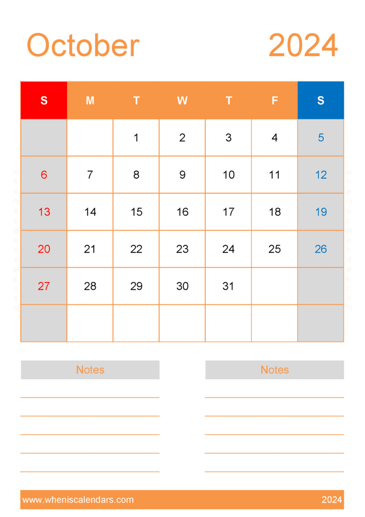 Free Printable Blank October 2024 Calendar Monthly Calendar