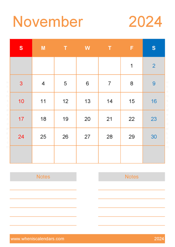 Free Printable Blank November 2024 Calendar Monthly Calendar