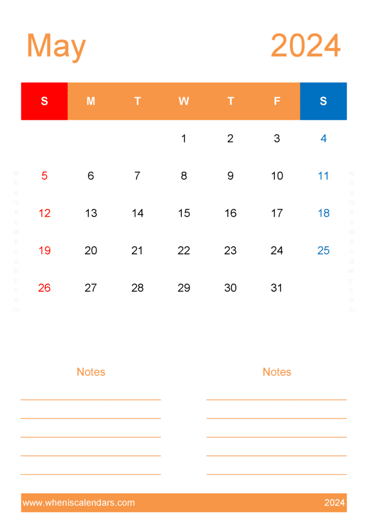 Printable May 2024 Calendar Free Monthly Calendar