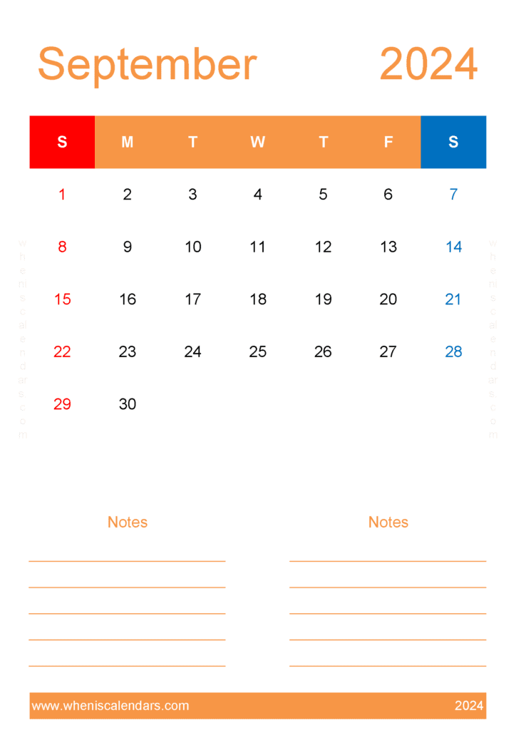 2024 September Free Printable Calendar Monthly Calendar