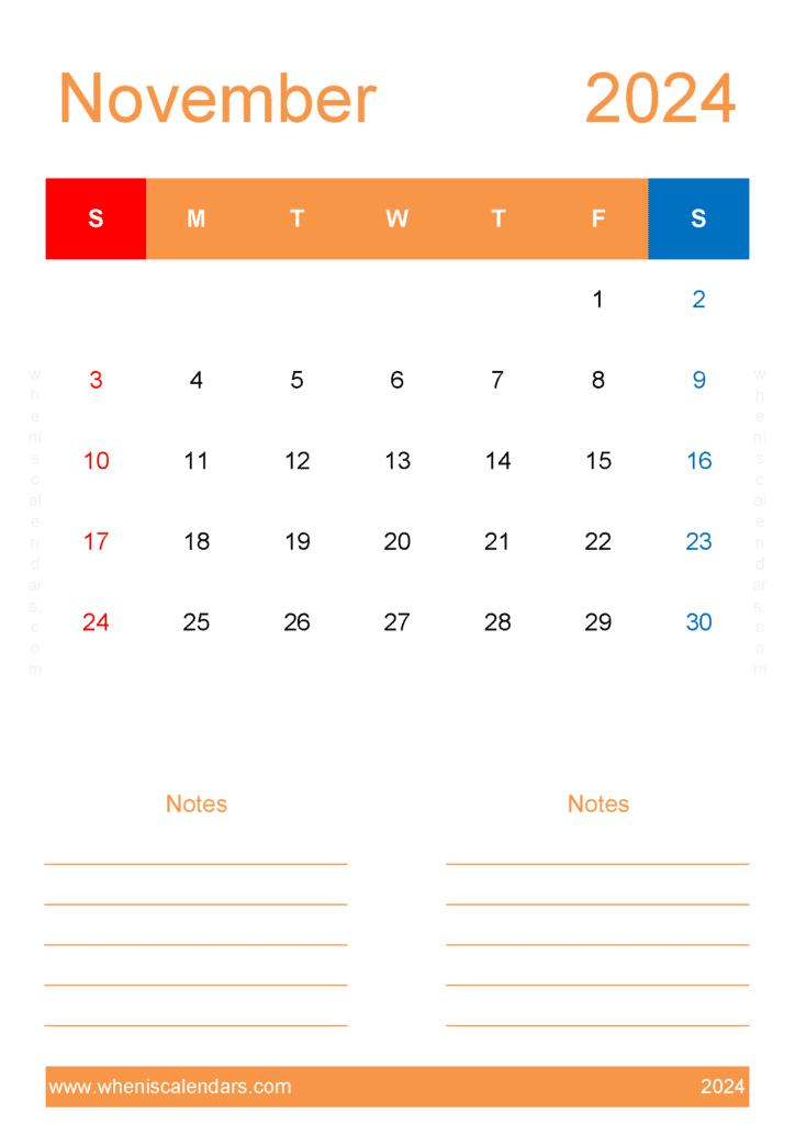 Printable November 2024 Calendar Free Monthly Calendar
