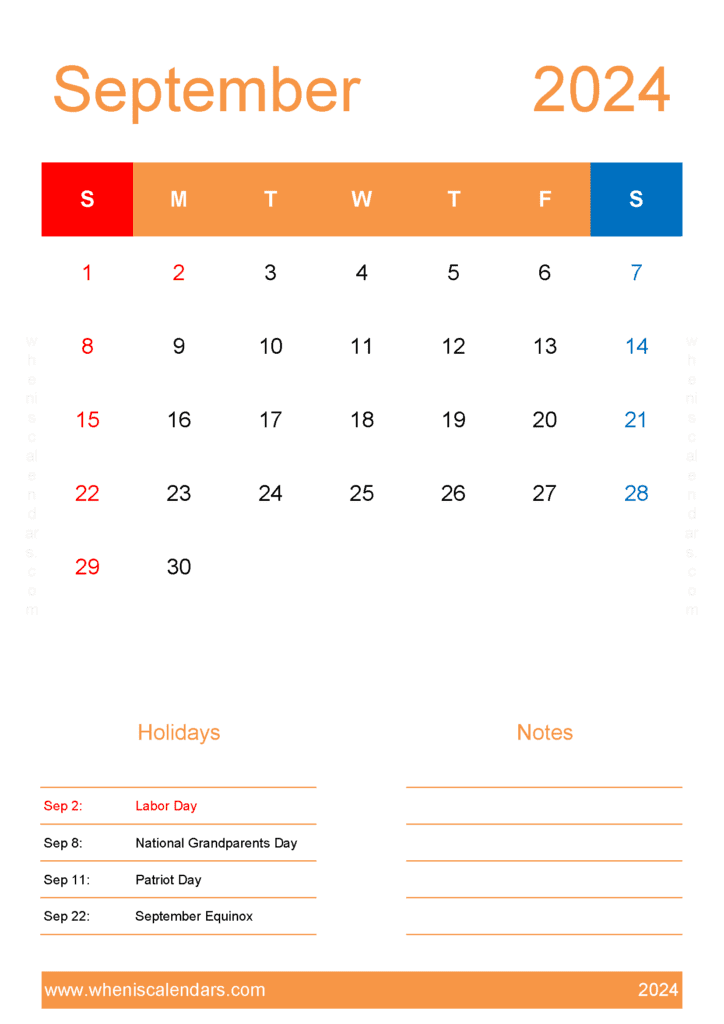 September Calendar 2024 Excel Monthly Calendar