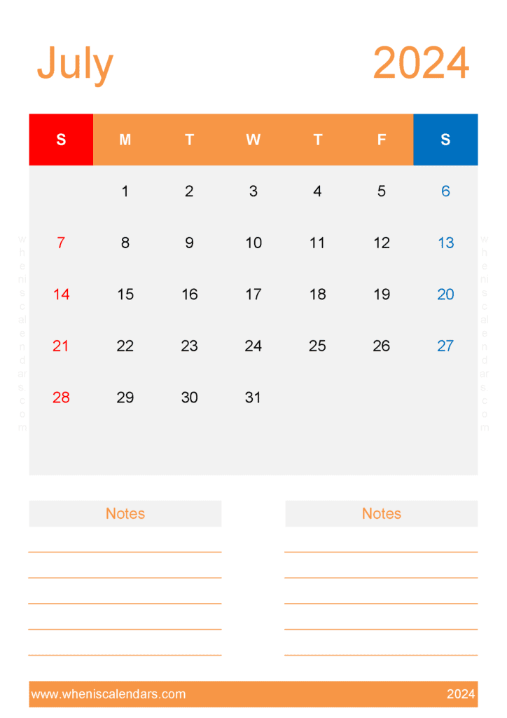  Free Blank Calendar Template July 2024 Monthly Calendar