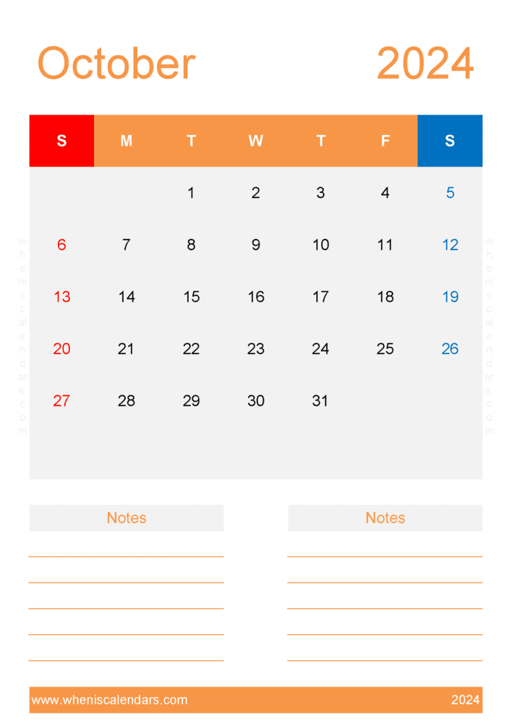 Free Blank Calendar Template October 2024 Monthly Calendar