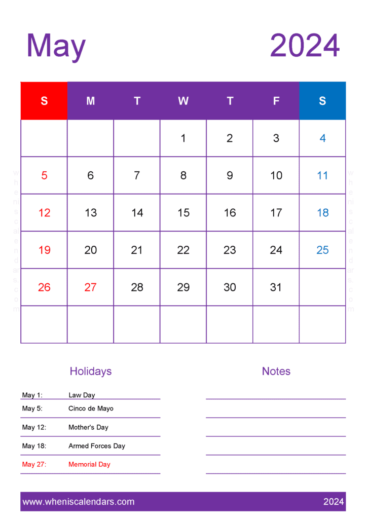 Free Calendar For May 2024 Monthly Calendar