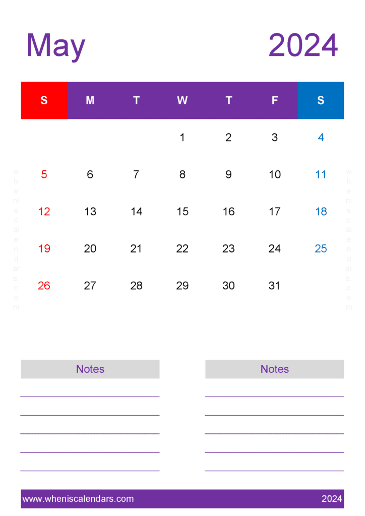 May 2024 Printable Calendar Word M54239