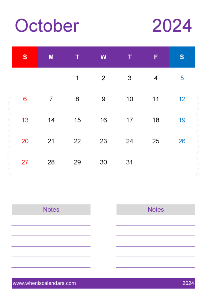 Free Blank Calendar Template October 2024 Monthly Calendar