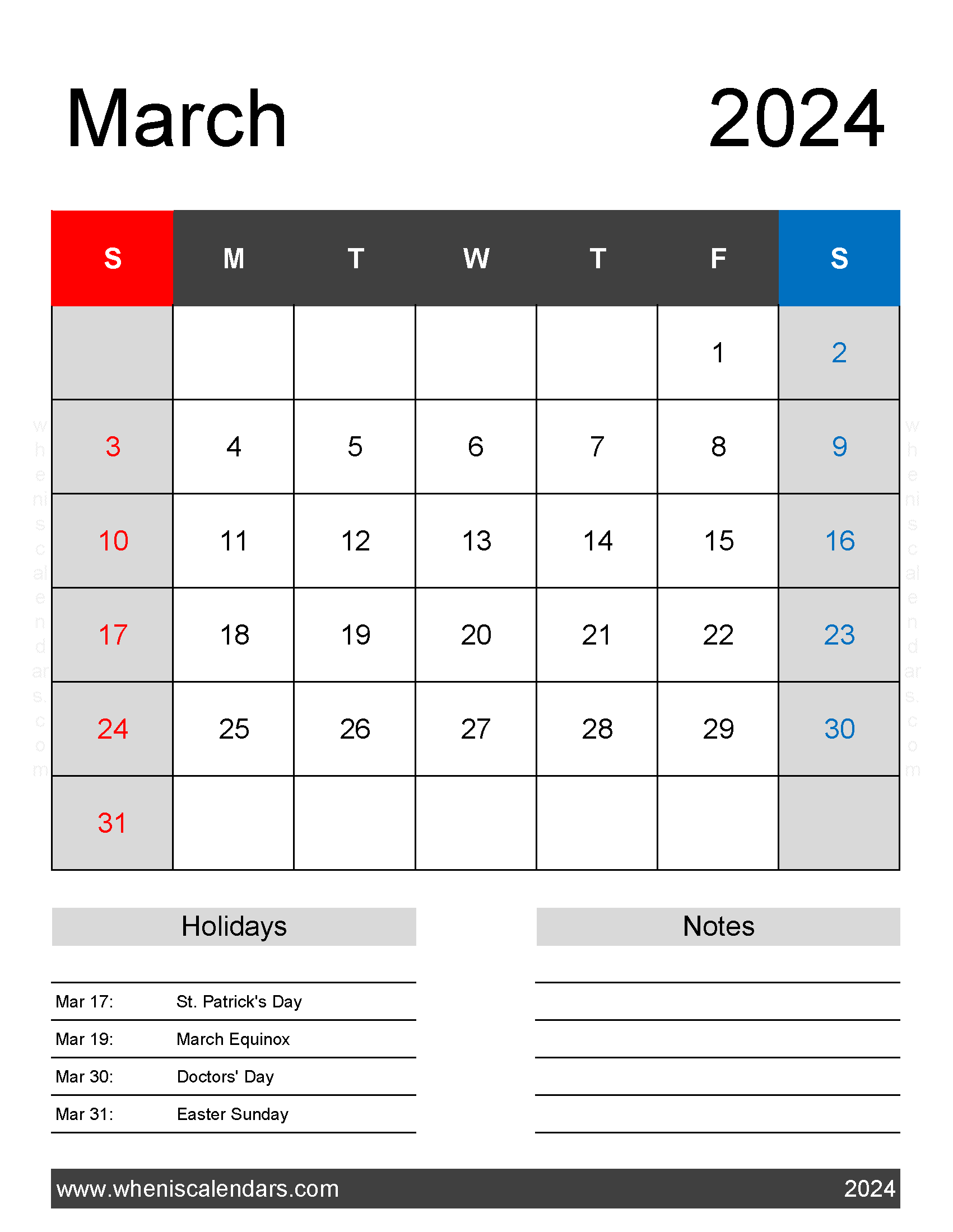 2024 Monthly Calendar Template Printable Free