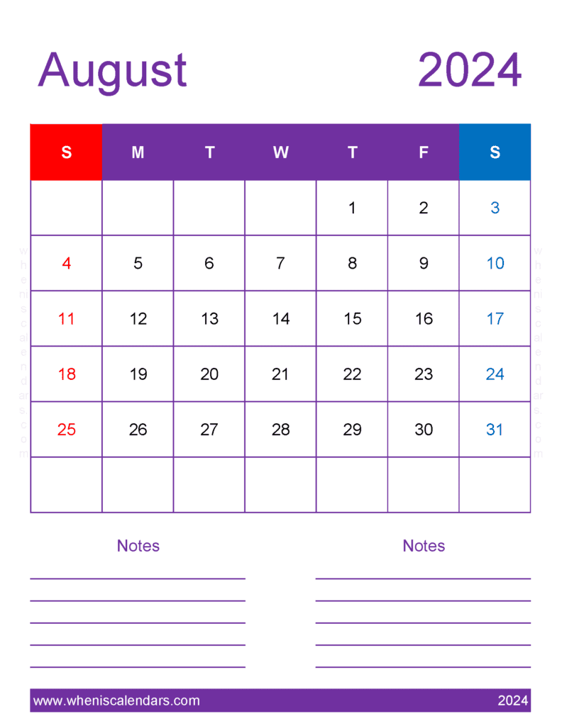 Free Printable Calendar August 2024 Monthly Calendar