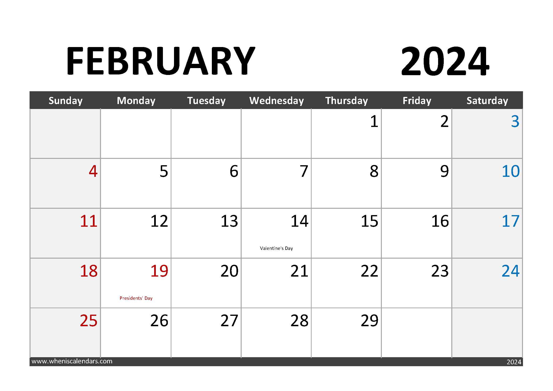 February 2024 Calendar With Holidays F24004