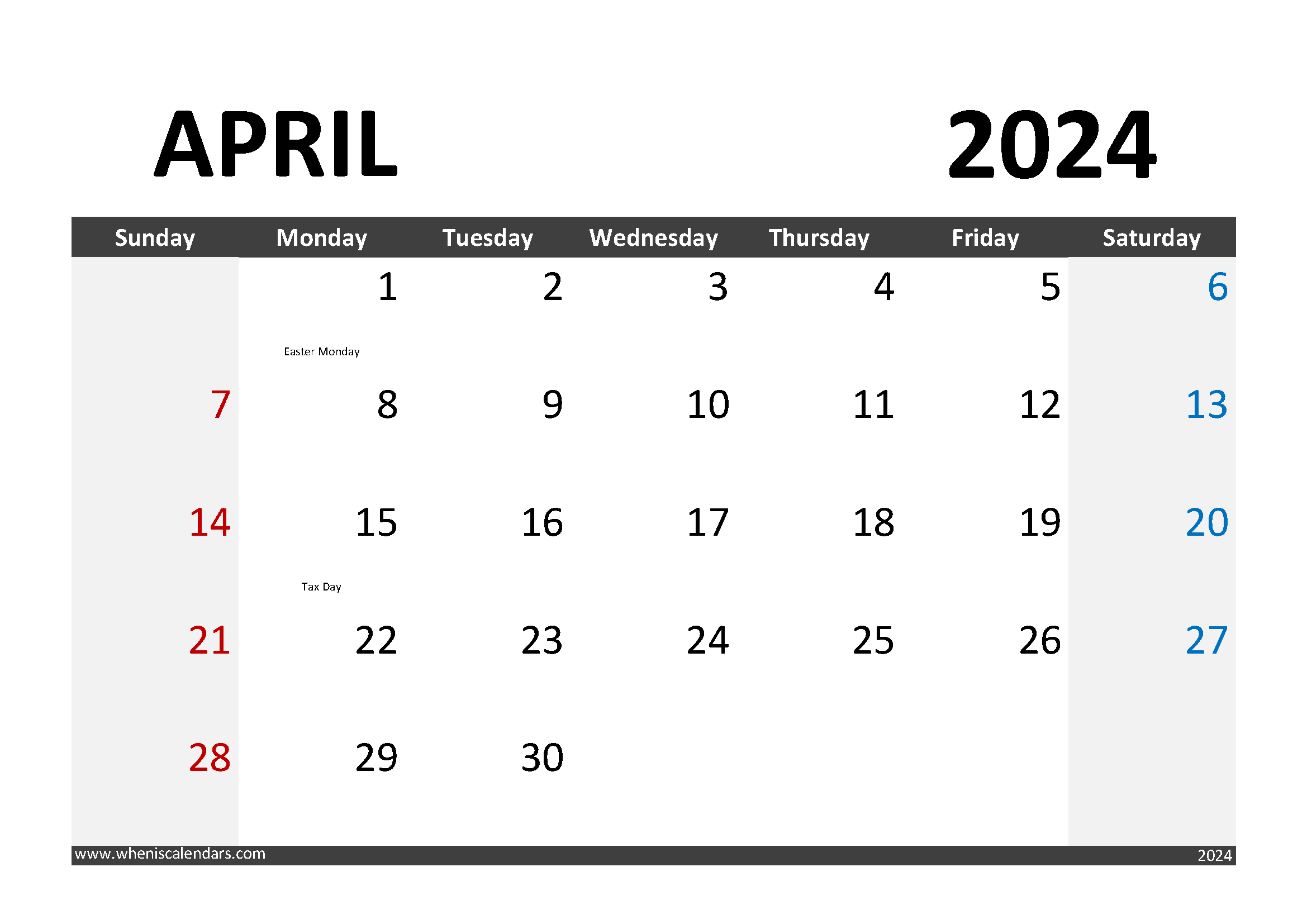 Cute April 2024 Printable Calendar Monthly Calendar