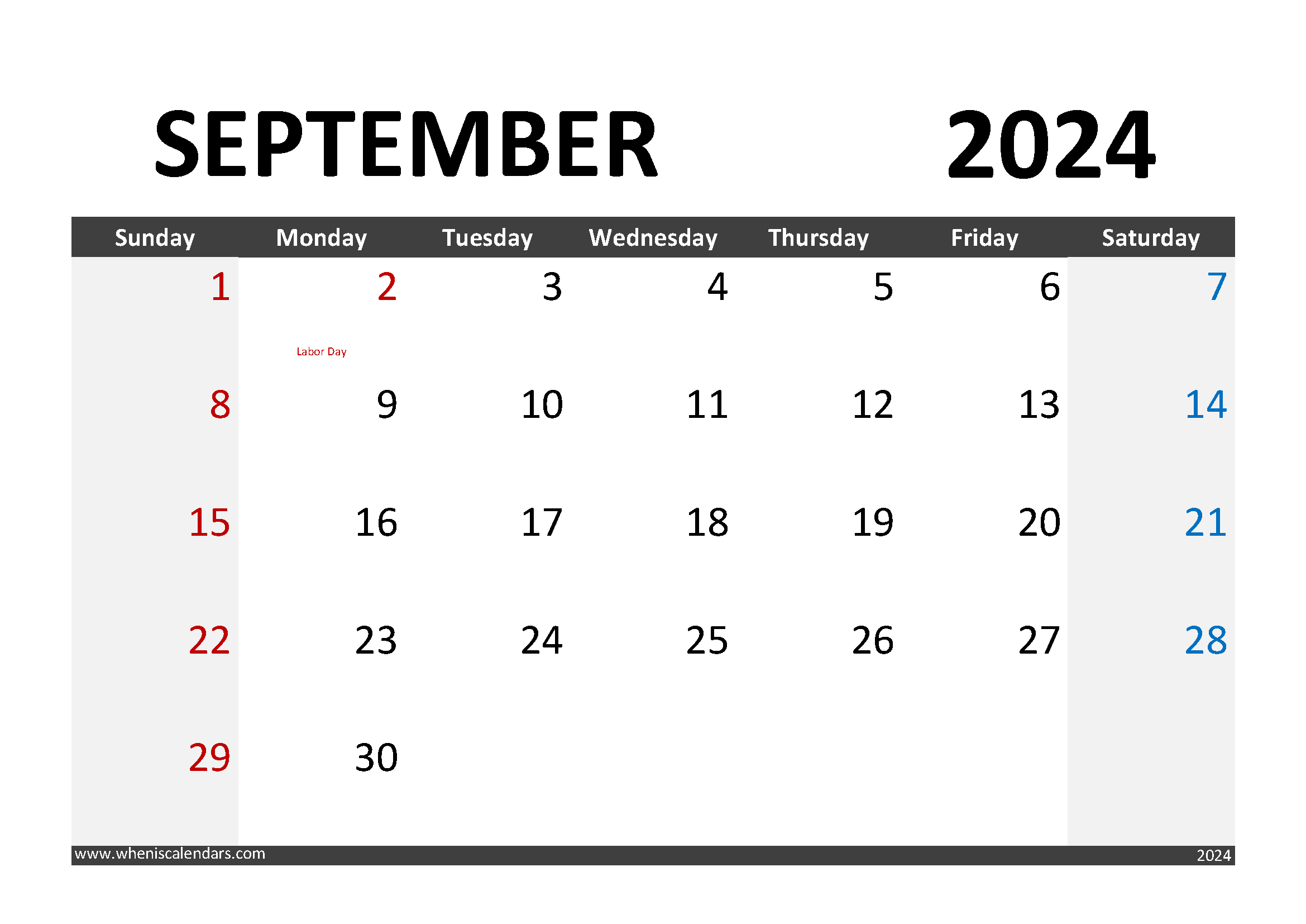 Calendar September 2024 Printable Monthly Calendar