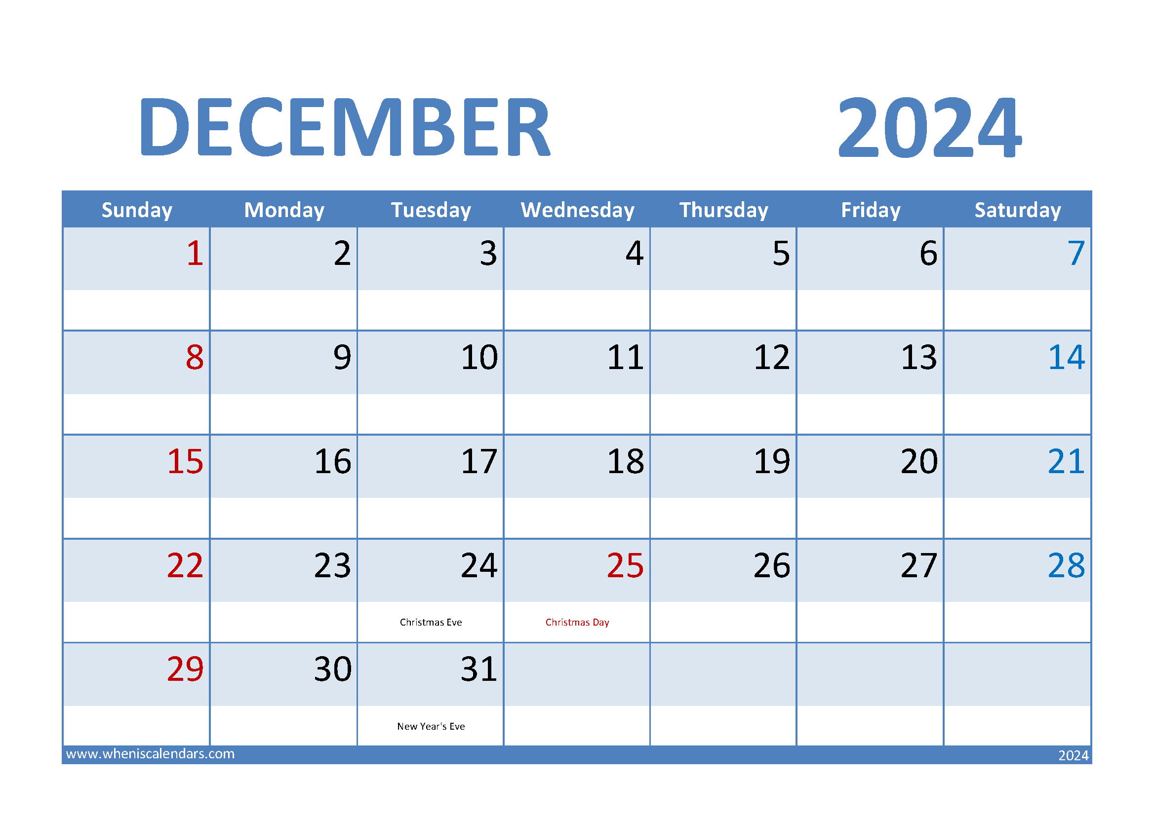  Blank Calendar Template December 2024 Printable Monthly Calendar