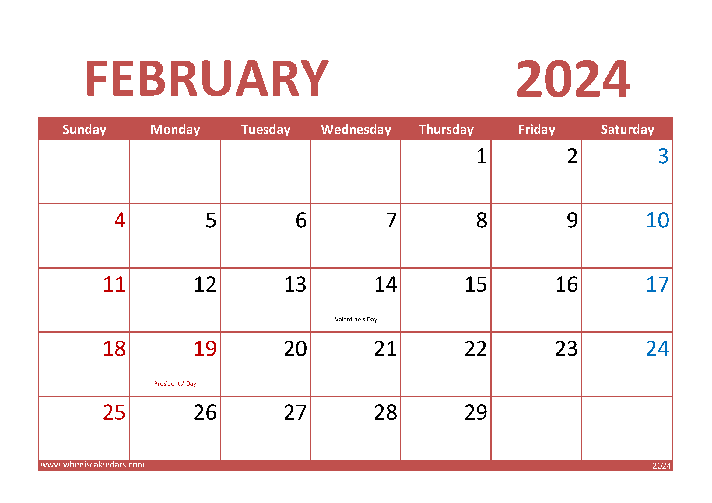 February 2024 Desk Calendar Printable F24291