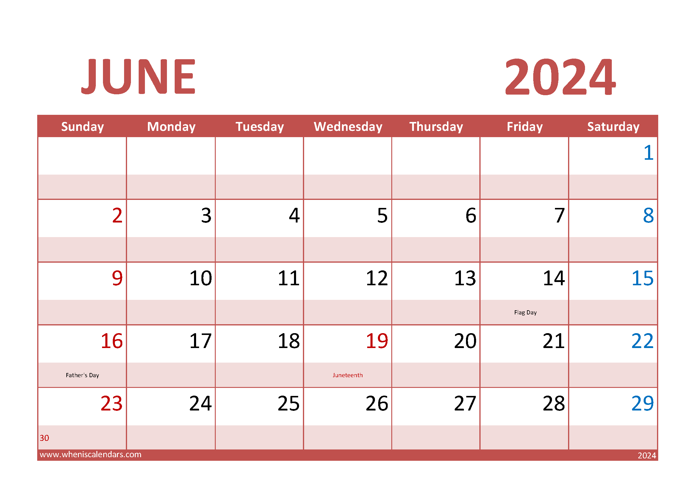 June Calendar 2024 Printable Monthly Calendar