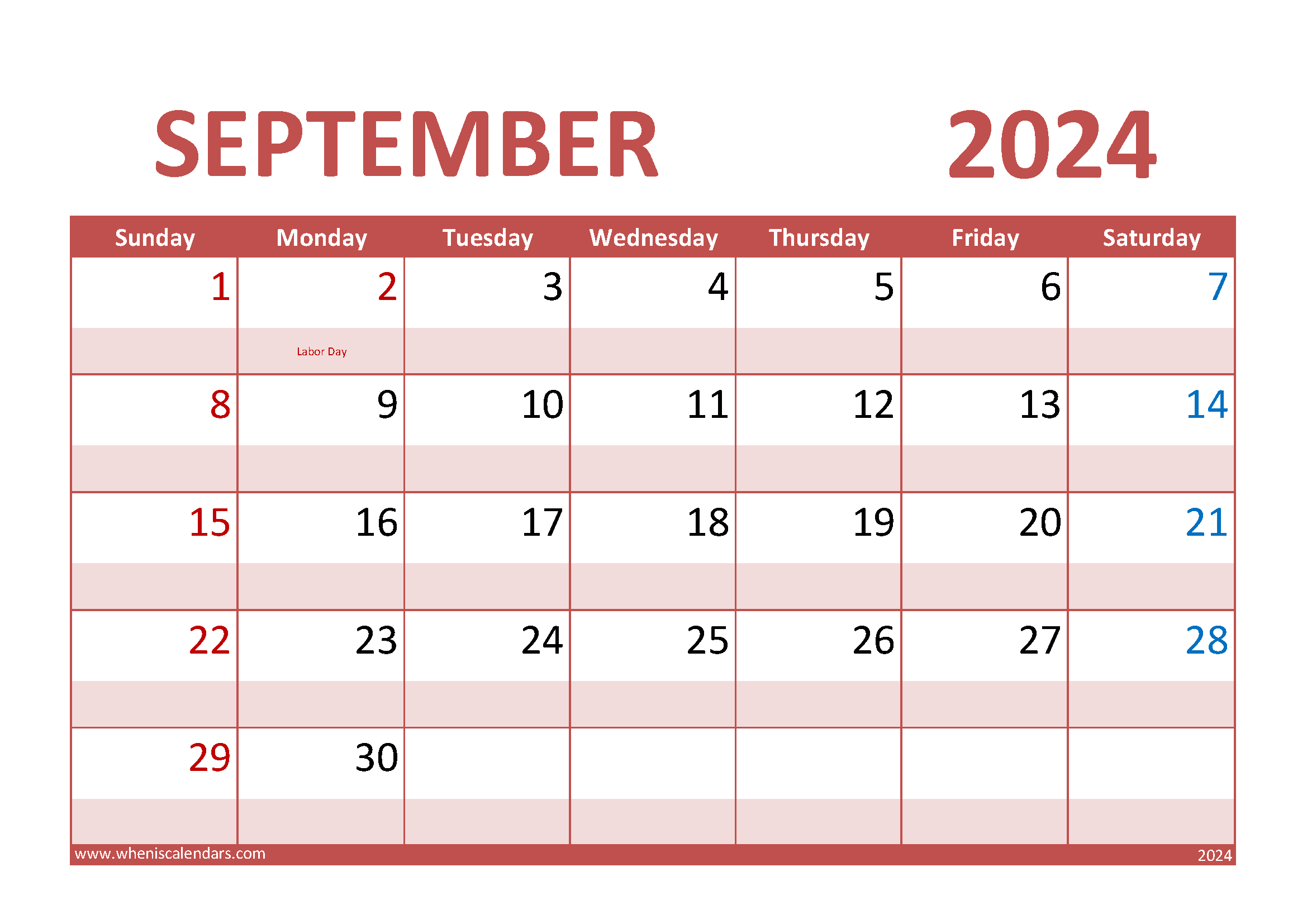 September Calendar 2024 Printable Monthly Calendar