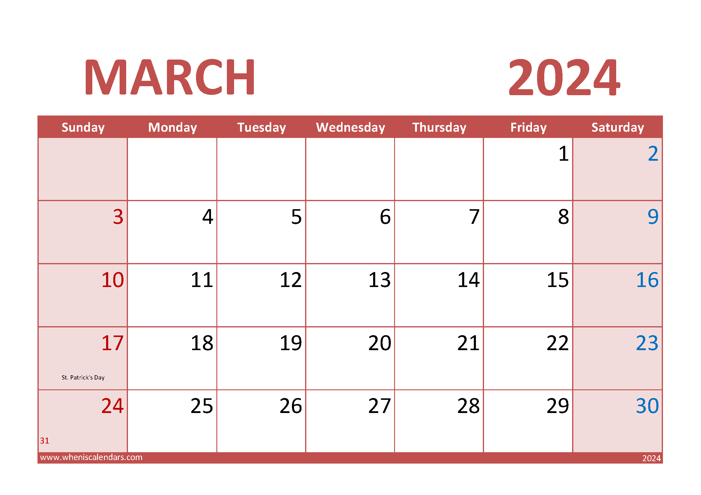 Special Days In March 2024 Monthly Calendar
