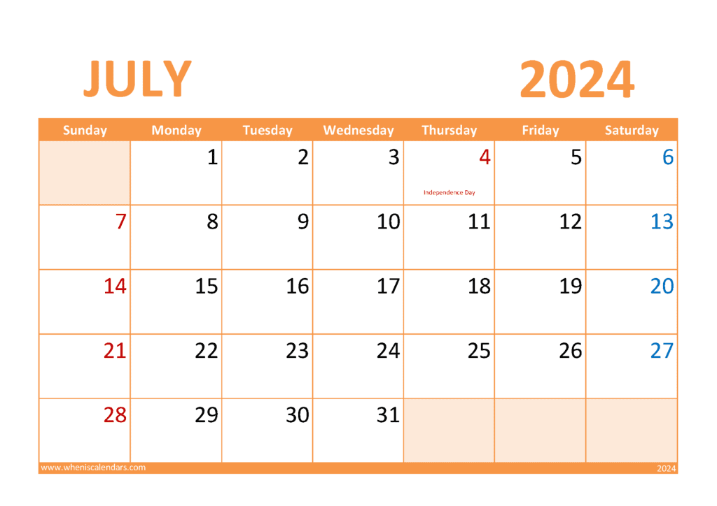 July planner Template 2024 J74308