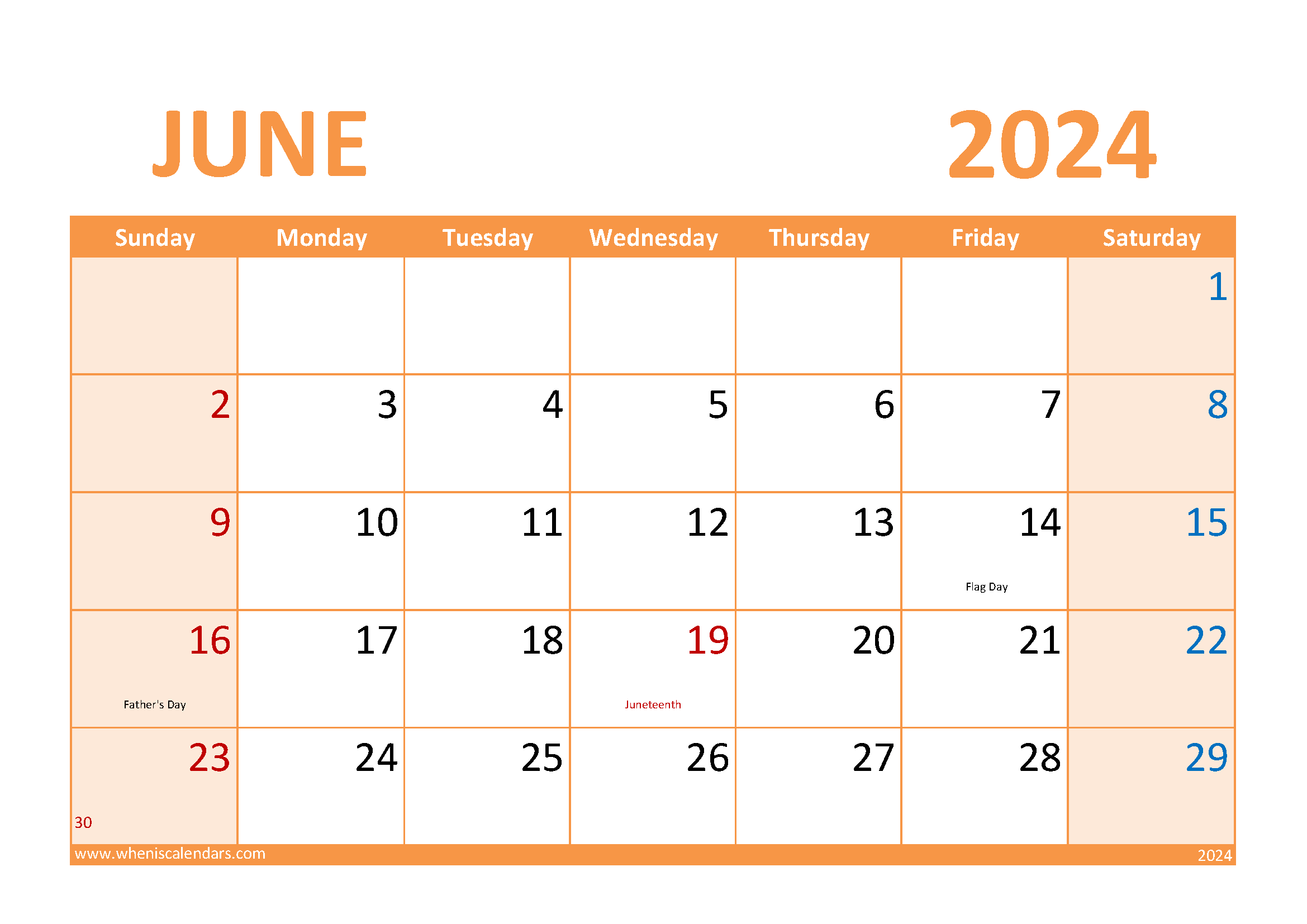 June 2024 Calendar Cute Printable Monthly Calendar