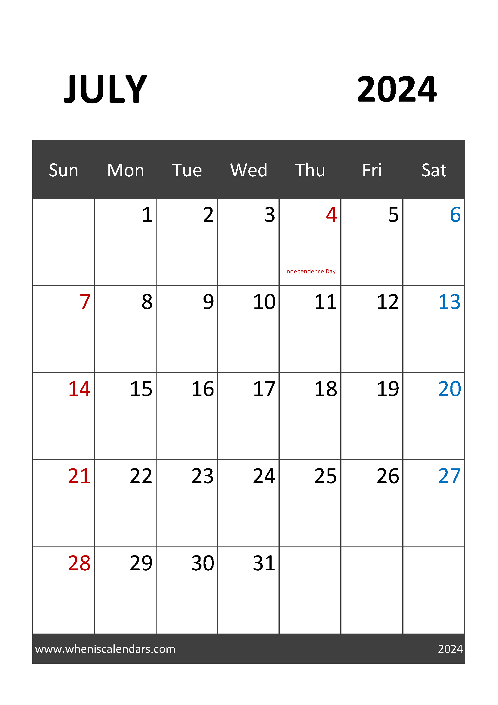 Print 2024 Monthly Calendar