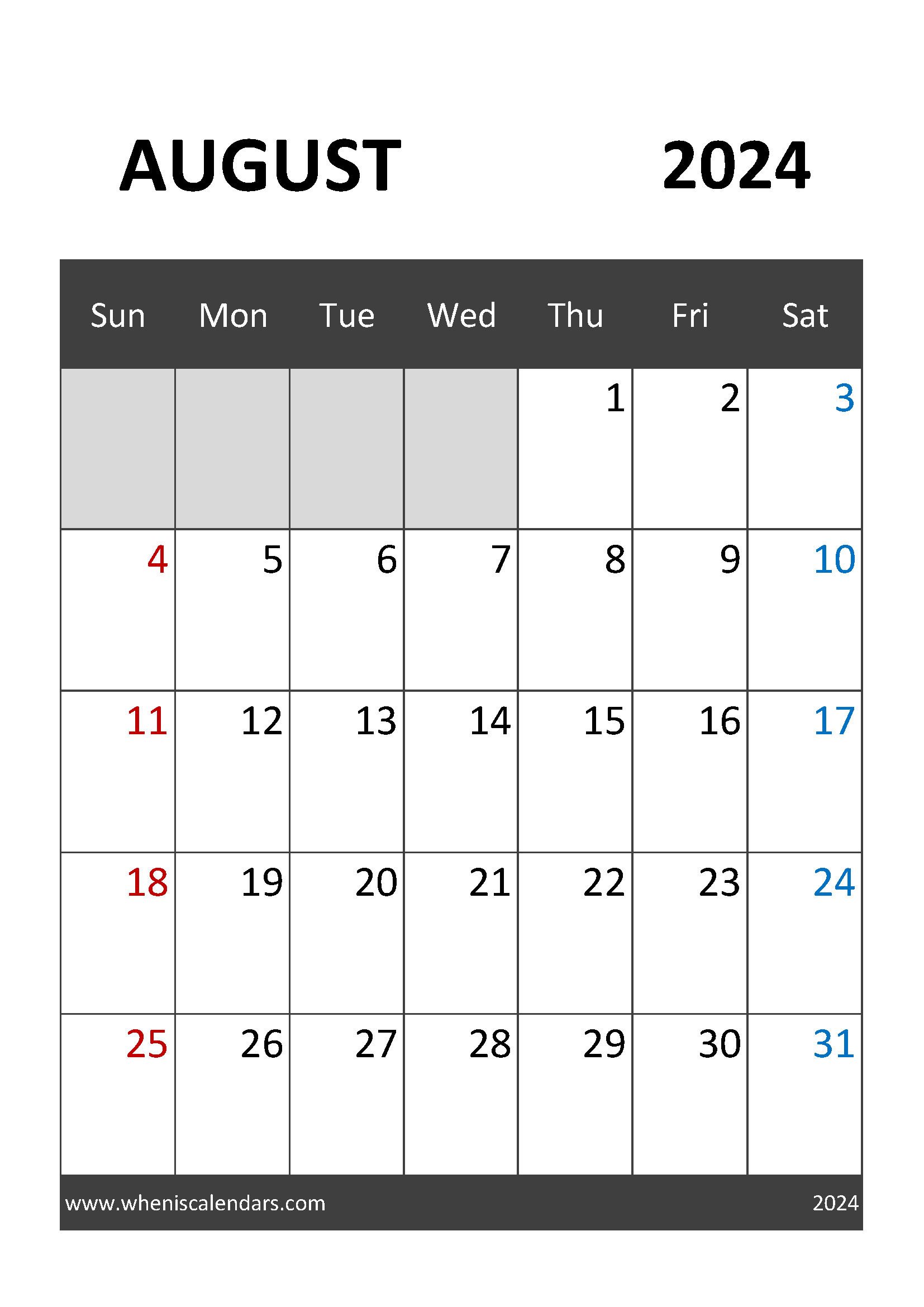 Calendar 2024 Printable Monthly