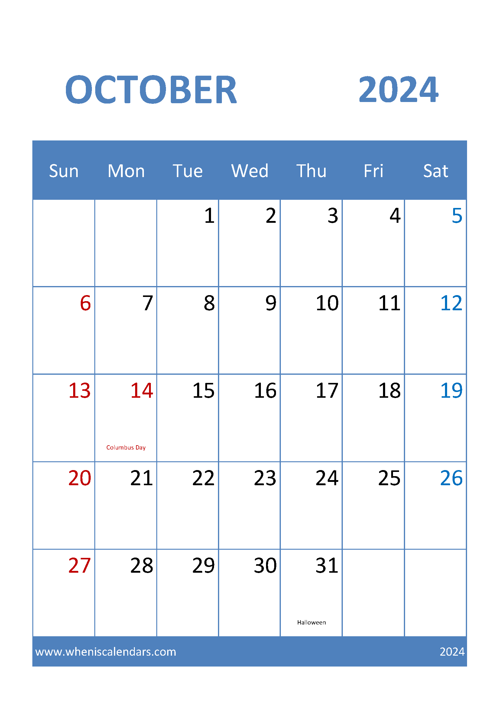 Monthly Printable Calendar 2024