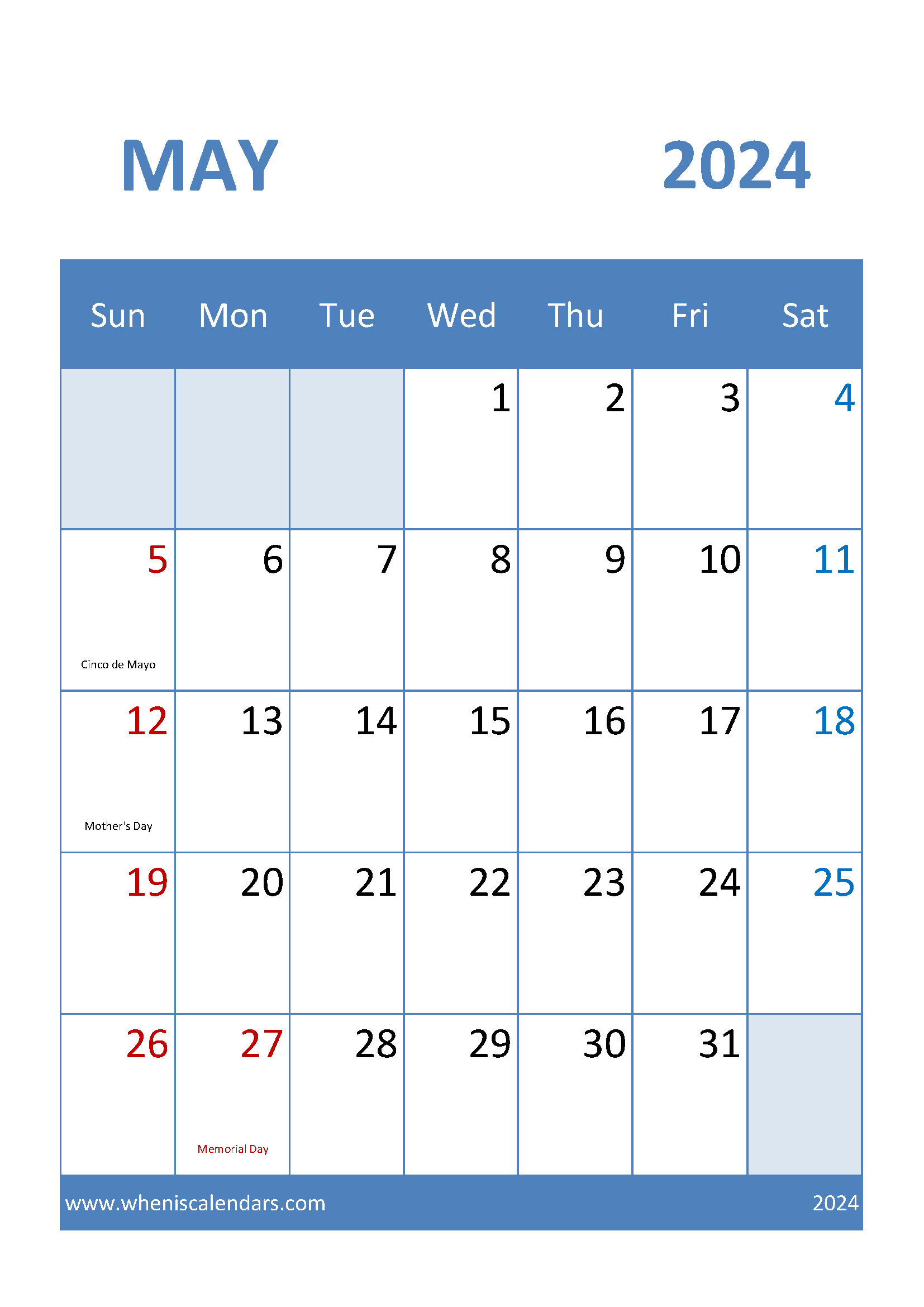 Monthly Calendar Printable 2024