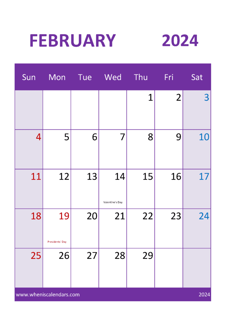 Blank February Calendar Printable 2024 Monthly Calendar