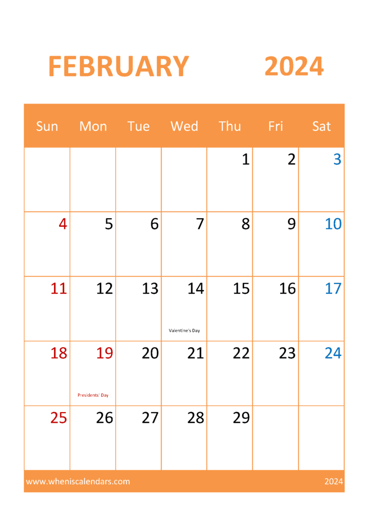 Blank February 2024 Calendar Printable Monthly Calendar