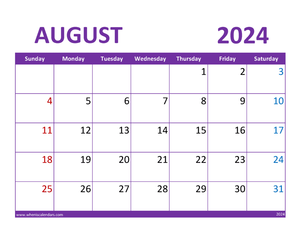 August Calendar With Holidays 2025 Monthly Calendar