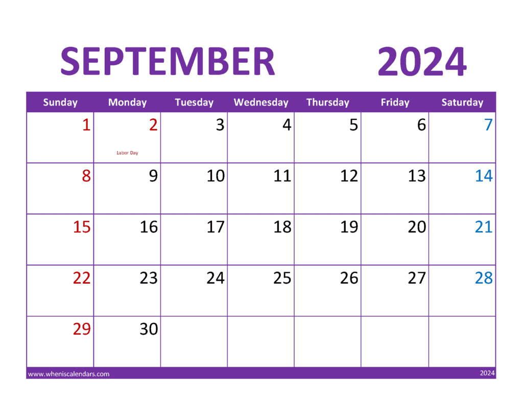 Blank Calendar Sept 2024 Monthly Calendar