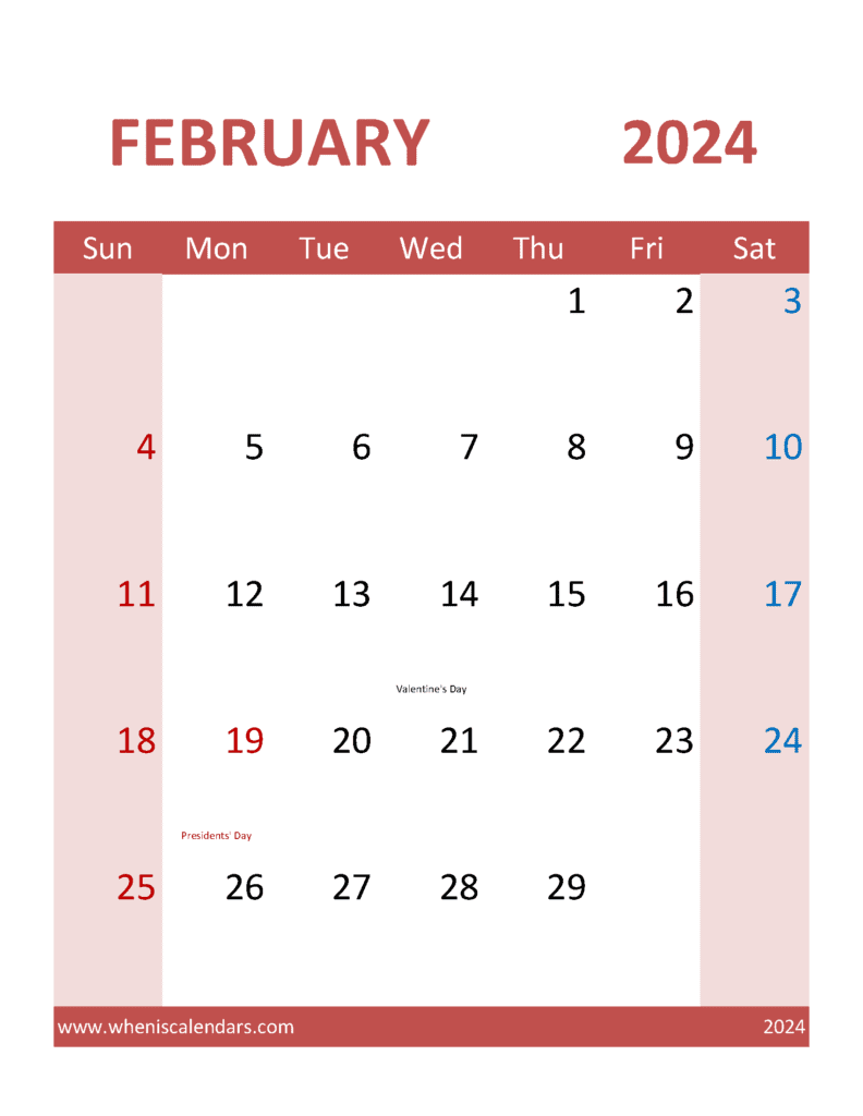 February 2024 Calendar Word Template F24105